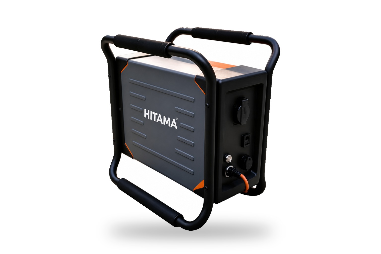 Hitama P25 portable industrial battery power station, three-quarter view on white
